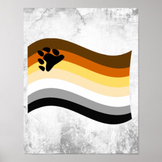 Bear Pride Paw Wavy Flag Poster