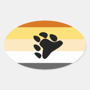 BEAR PRIDE STRIPED PAW HORIZONTAL OVAL STICKER