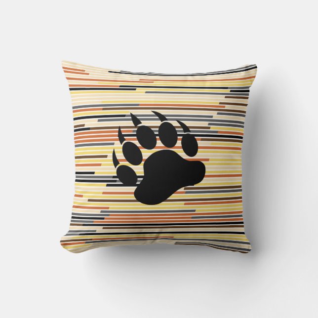 Bear Pride Striped Throw Pillow (Front)