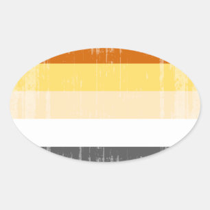 BEAR PRIDE STRIPES DISTRESSED DESIGN OVAL STICKER