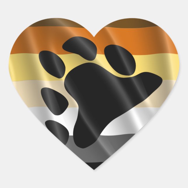BEAR PRIDE WAVY DESIGN HEART STICKER (Front)