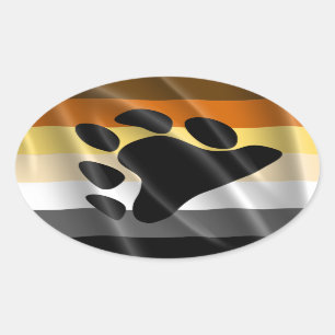 BEAR PRIDE WAVY DESIGN OVAL STICKER