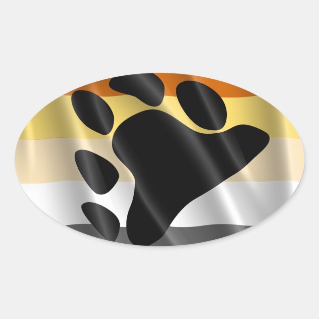 BEAR PRIDE WAVY DESIGN OVAL STICKER (Front)