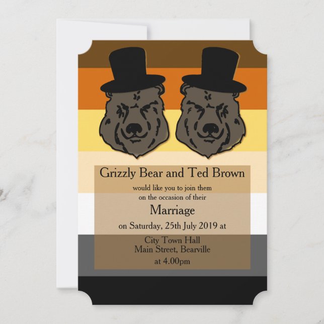 Bear Pride Wedding Invitation Full Flag (Front)