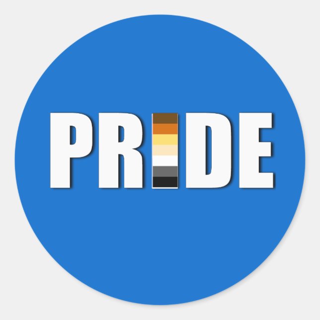 BEAR PRIDE WORD FLAG CLASSIC ROUND STICKER (Front)