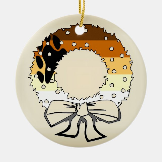 Bear Pride Wreath Ceramic Tree Decoration (Front)