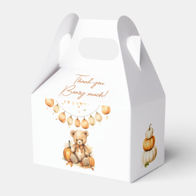 Bear Pumpkin Bearly Wait Baby ShowerFavor Box (Front Side)