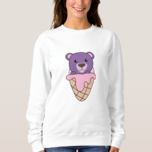 Bear Purple Pink Ice Cream Waffle Sweet Animals Sweatshirt