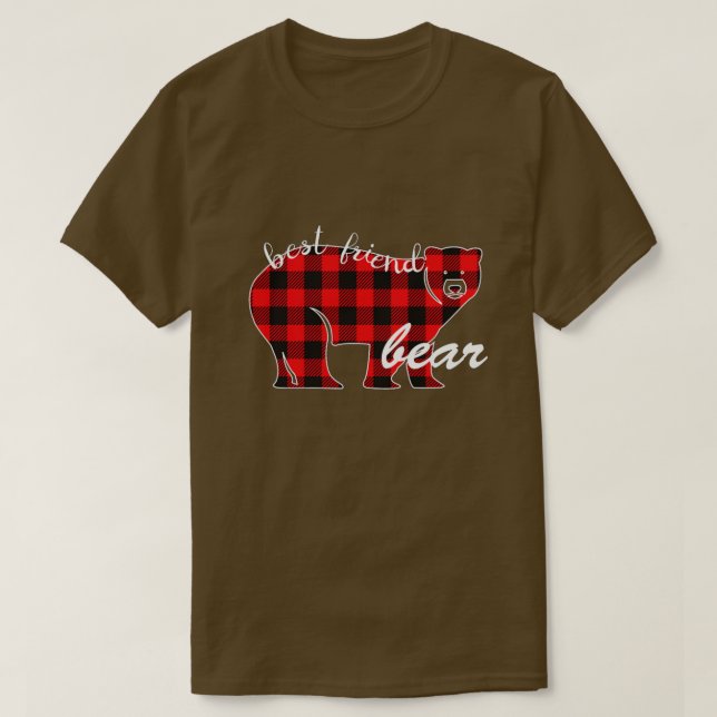 Bear Pyjama Red Plaid Buffalo Family (5) T-Shirt (Design Front)