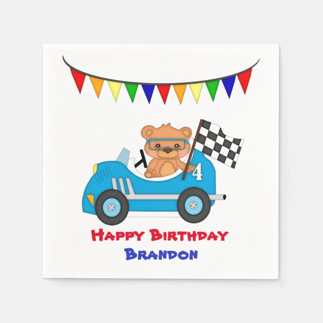 Bear Race Birthday Boy Napkin (Front)