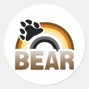 BEAR RAINBOW FLAG CLASSIC ROUND STICKER