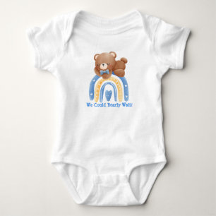 Bear Rainbow We Could Bearly Wait Baby Bodysuit