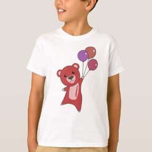 Bear Red Flies With Balloons Sweet Animals Bear T-Shirt