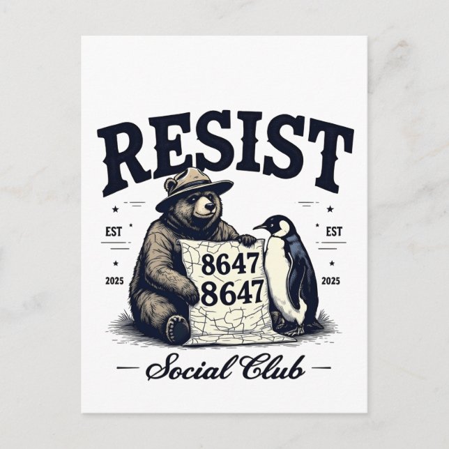 Bear Resist Protect National Park Anti Trump 8647  Announcement Postcard (Front)