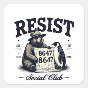 Bear Resist Protect National Park Anti Trump 8647  Square Sticker