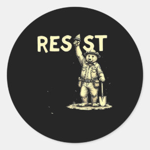 Bear Resist T-shirt.png  Classic Round Sticker