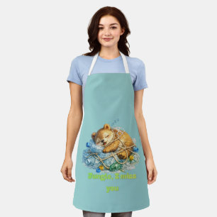 Bear Resting on Plastic Waste Wildlife Apron