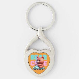 Bear Ride Metal Keychain
