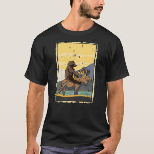 Bear Riding Moose Weird Nature T-Shirt