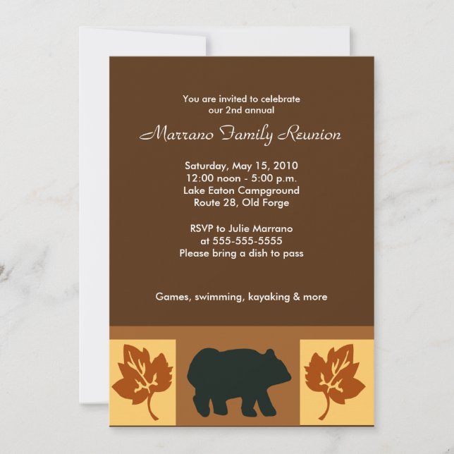 BEAR Rustic Lodge style 5x7 Party Invitation (Front)