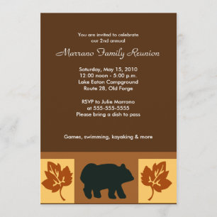 BEAR Rustic Lodge style 5x7 Party Invitation