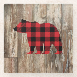 Bear Rustic Wilderness Decor Glass Coaster