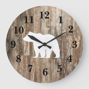 Bear Rustic Wood Decor  Large Clock