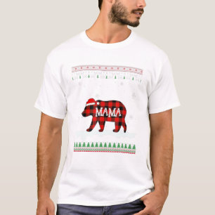 Bear Santa Red Plaid Family T-Shirt