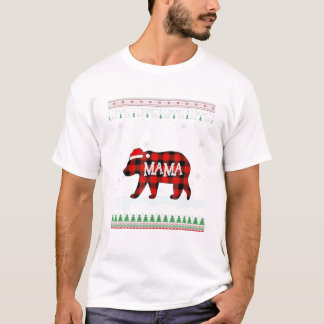 Bear Santa Red Plaid Family T-Shirt