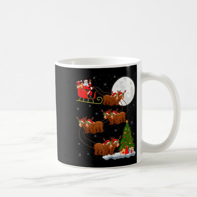 Bear Santa Sleigh Flying Funny Magical Christmas T Coffee Mug (Right)