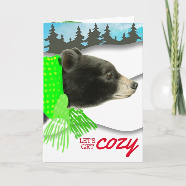 Bear scarf knitting crochet handmade Christmas Hol Holiday Card (Front)