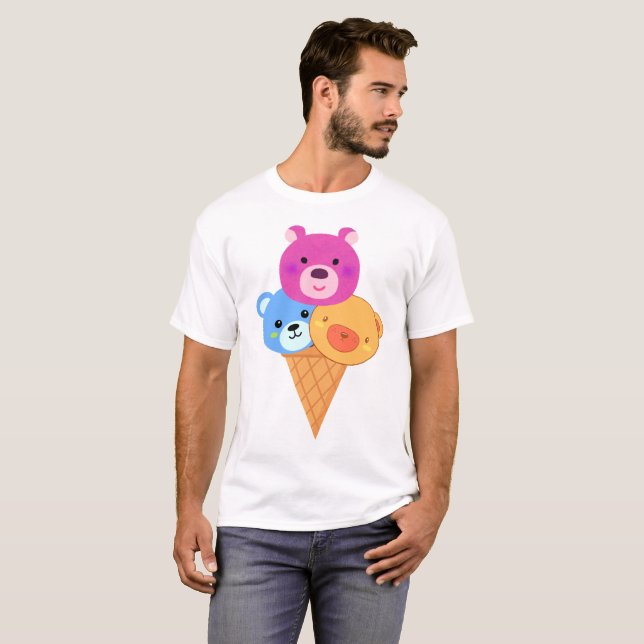 Bear Scoop Ice Cream Cone T-Shirt (Front Full)