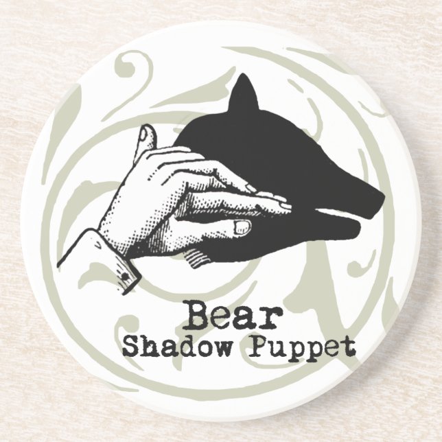 Bear Shadow Puppet Hand Vintage Coaster (Front)