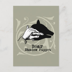 Bear Shadow Puppet Hand Vintage Postcard