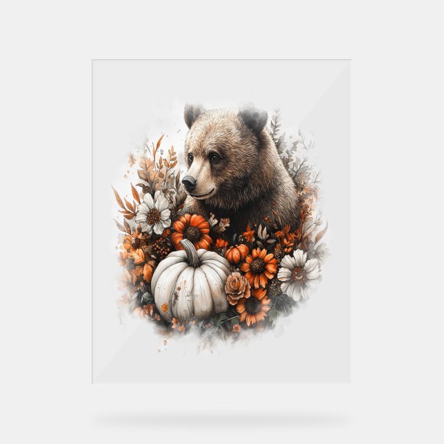 Bear Shirt Country Pumpkin Acrylic Sign (Front)