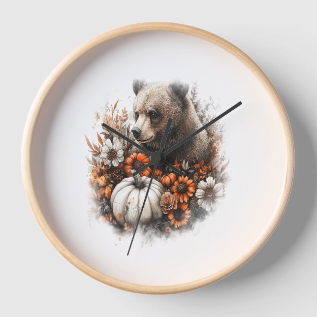 Bear Shirt Country Pumpkin Clock (Front)
