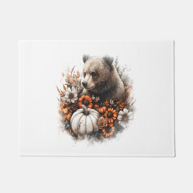 Bear Shirt Country Pumpkin Doormat (Front)