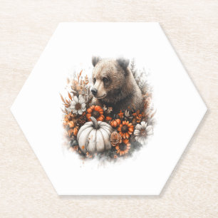 Bear Shirt Country Pumpkin Paper Coaster
