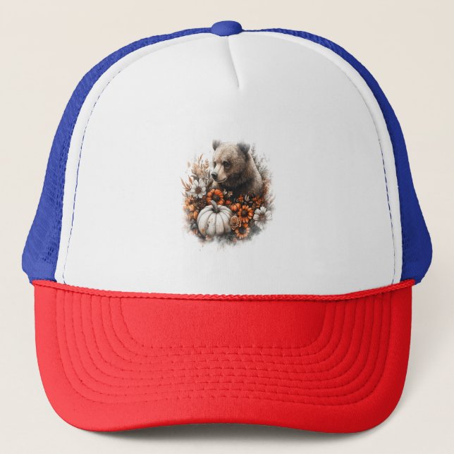 Bear Shirt Country Pumpkin Trucker Hat (Front)