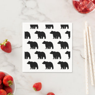 Bear Silhouette Cabin  Napkin
