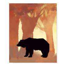 Bear Silhouette in Forest Nursery Wall Art