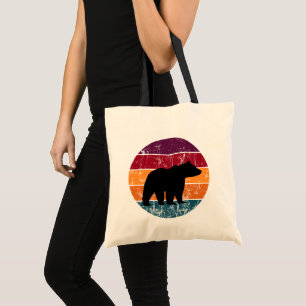 Bear Silhouette Retro Rainbow Wild Free Tote Bag