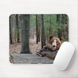 Bear Sitting At a Picnic Table Mouse Mat