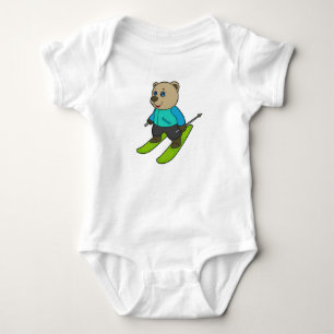 Bear Skier Ski Baby Bodysuit