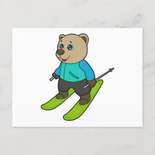 Bear Skier Ski Postcard