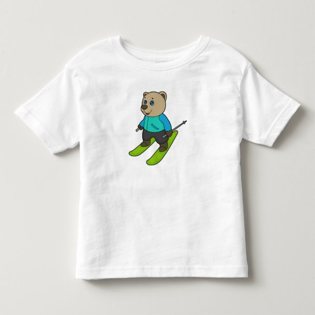 Bear Skier Ski Toddler T-Shirt (Front)