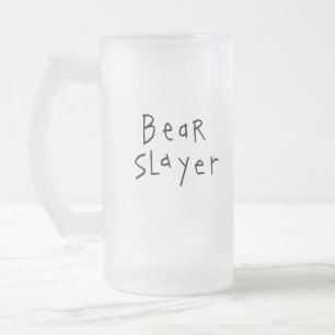 Bear Slayer Frosted Glass Beer Mug