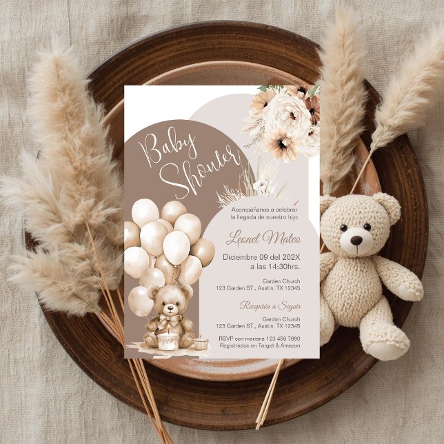 Bear Spanish Baby Shower Boy invitation (Creator Uploaded)