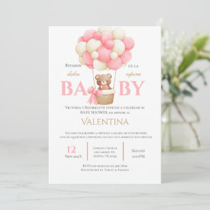 Bear Spanish Baby Shower Girl invitation
