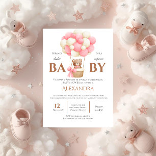Bear Spanish Baby Shower Girl invitation